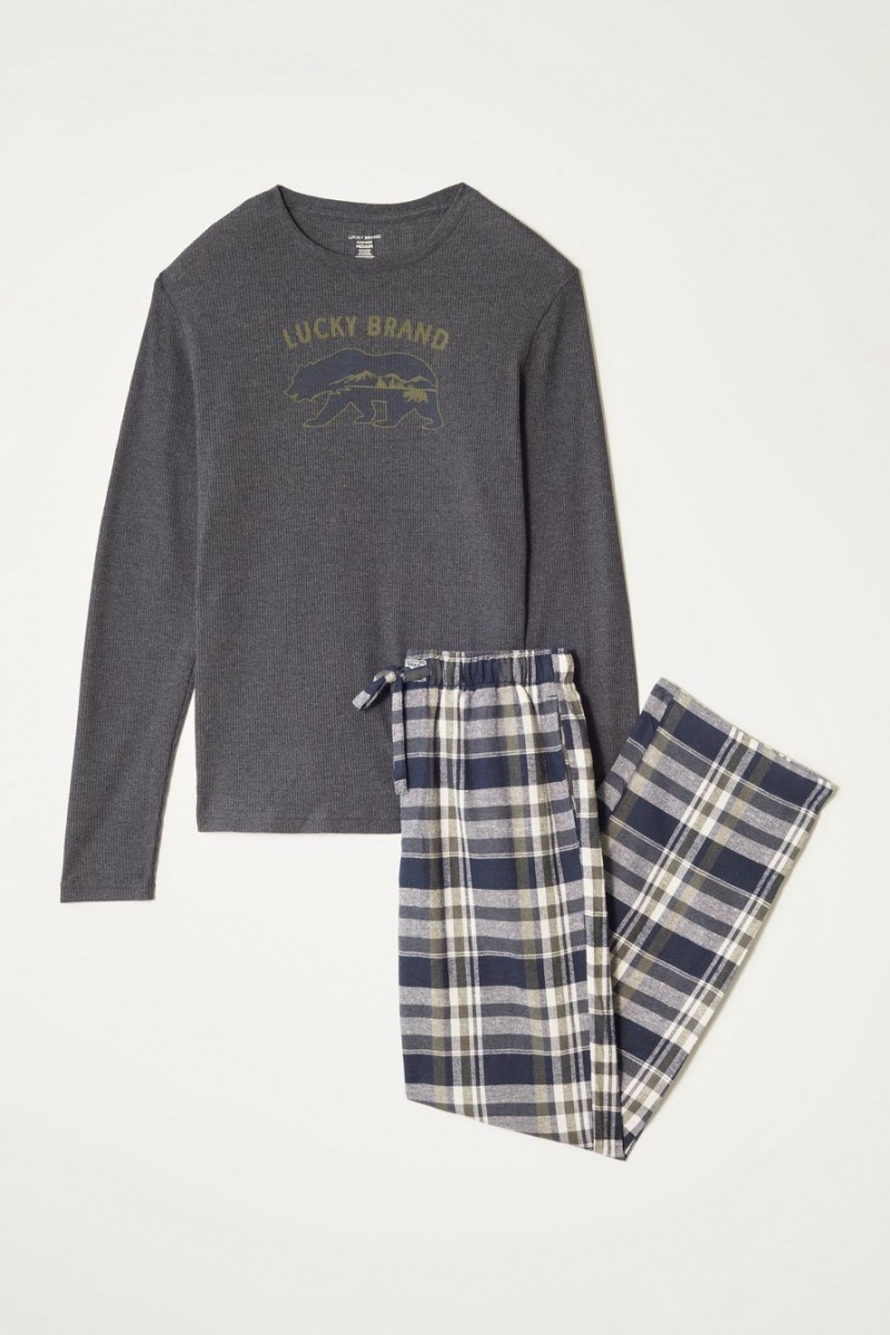 Lucky Brand L/S Thermal Crew & Flannel Giftset Men\'s Sleepwear Multicolor | South Africa-IOC541027