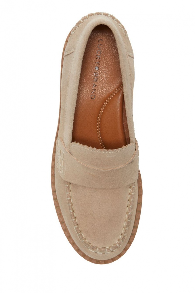 Lucky Brand Larissah Suede Women's Loafers Light Beige | South Africa-VKQ237598