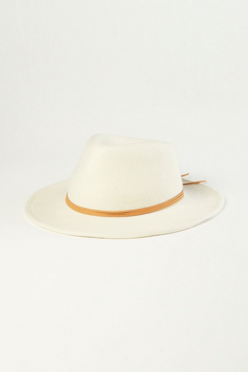 Lucky Brand Leather Tie Cowboy Women\'s Hat White / Beige | South Africa-LNX681350