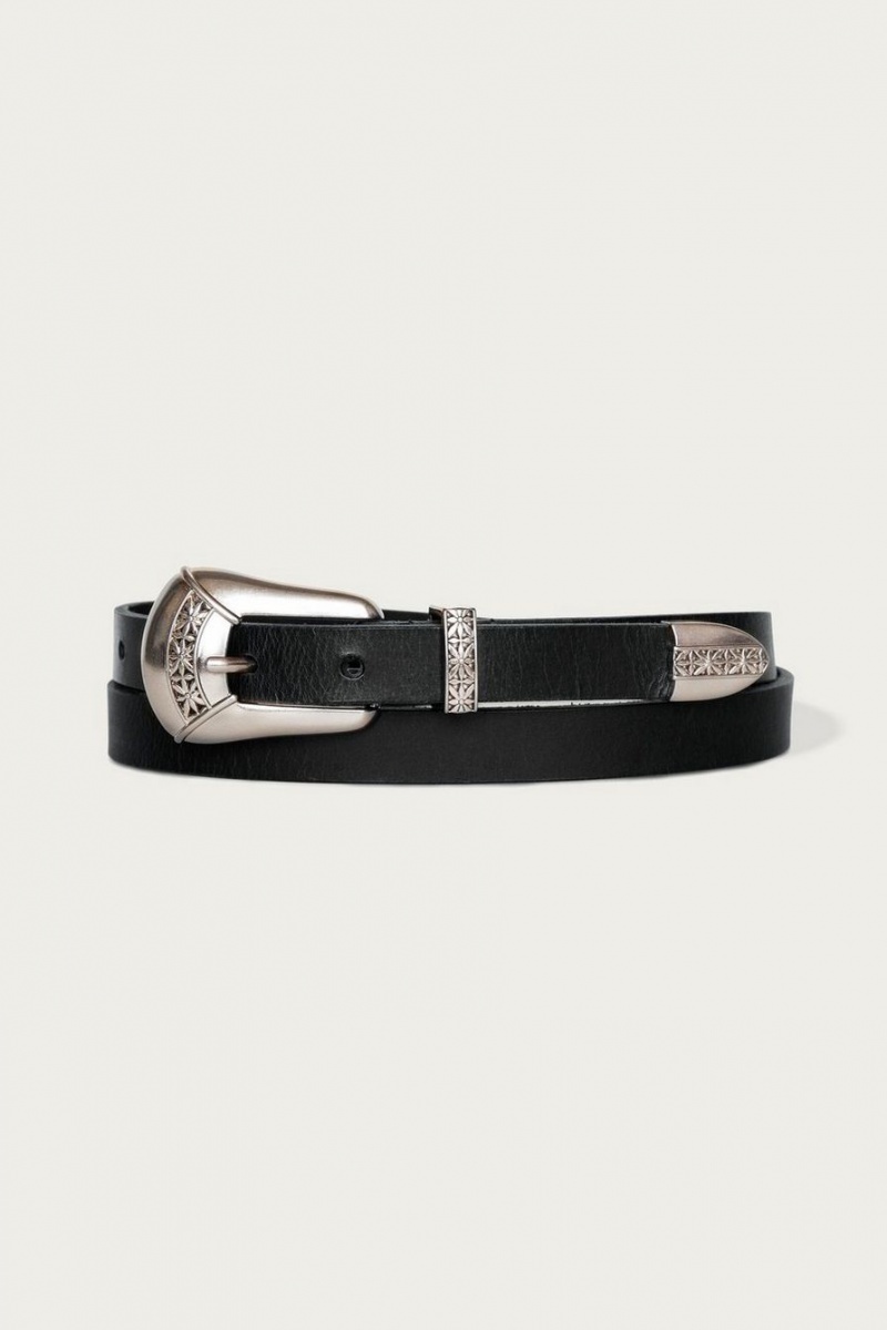 Lucky Brand Leather With Western Buckle Set Women\'s Belts Black | South Africa-OTF612308