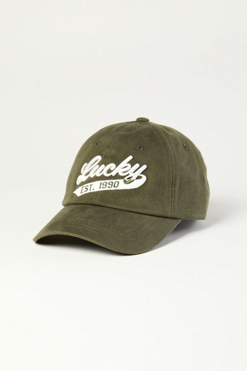 Lucky Brand Lucky 1990 Embroidered Dad Men\'s Hat Olive | South Africa-FPR105624