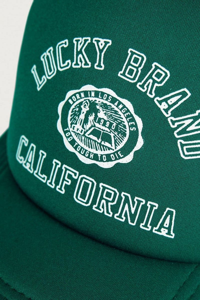 Lucky Brand Lucky Collegiate Trucker Men's Hat Dark Green | South Africa-DNY610279