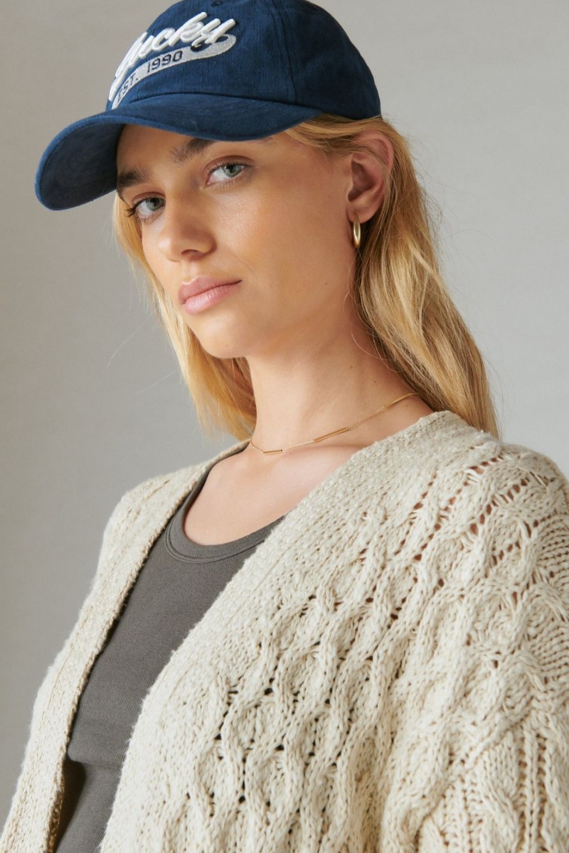 Lucky Brand Mixed Cable Women's Cardigan Cream | South Africa-TCM196327