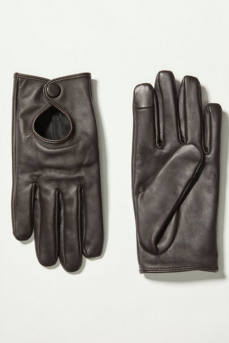 Lucky Brand Moto Leather Women\'s Gloves Dark Brown | South Africa-QPU586927