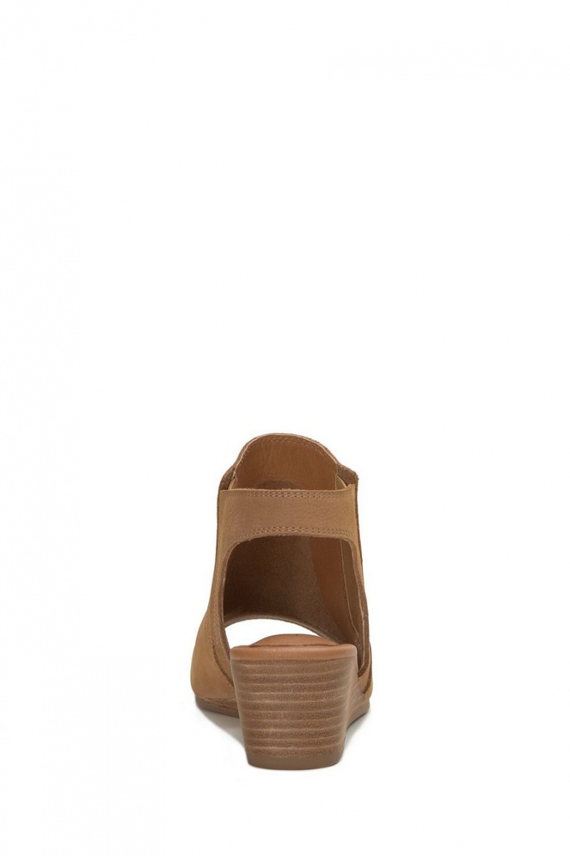 Lucky Brand Movisa Women's Wedge Sandals Dark Beige | South Africa-ZMJ762538