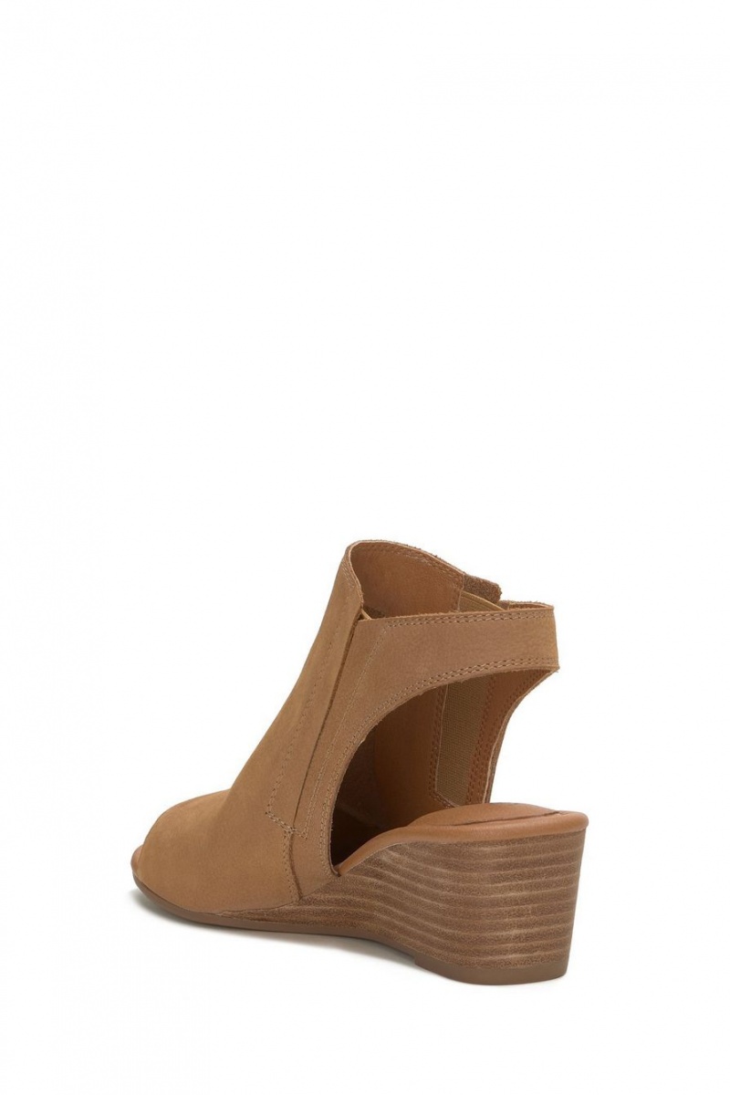 Lucky Brand Movisa Women's Wedge Sandals Dark Beige | South Africa-ZMJ762538