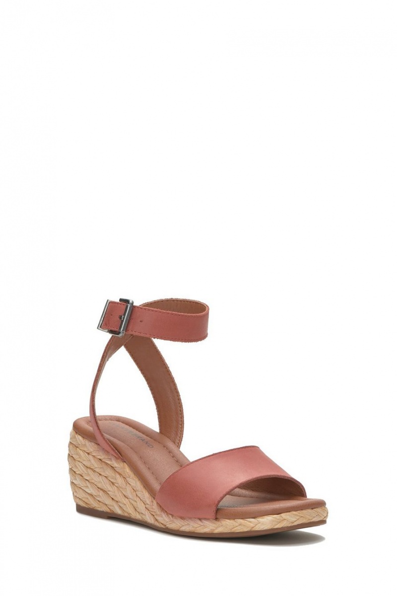 Lucky Brand Nalmo Espadrille Women\'s Wedge Sandals Light Red | South Africa-QJO573089