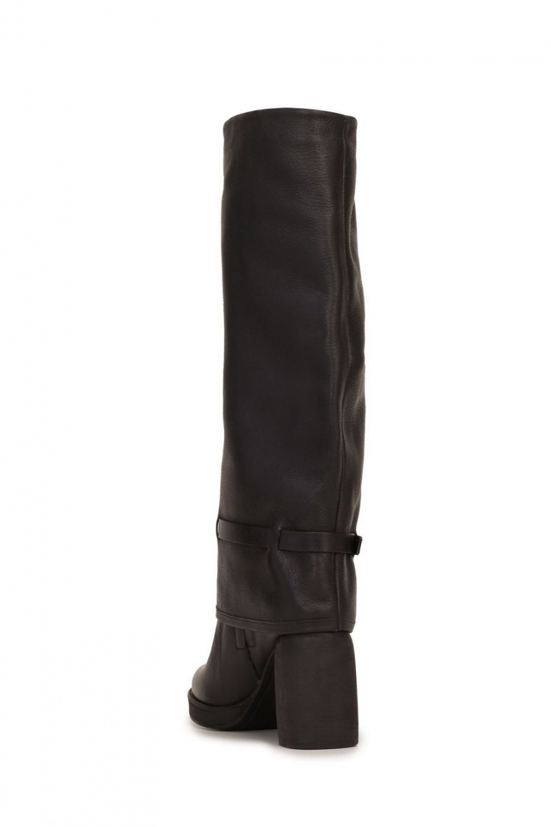 Lucky Brand Nathari Foldover Women's Knee High Boots Black | South Africa-ZLW785936