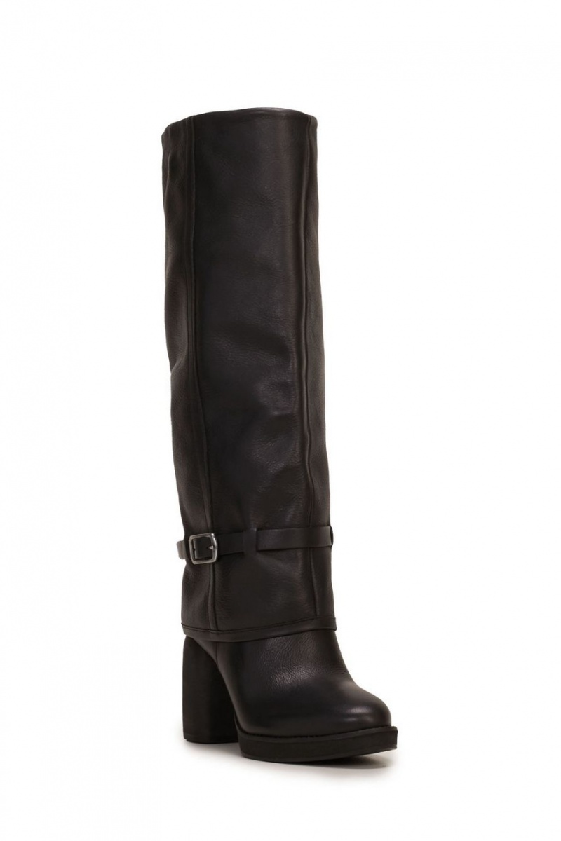 Lucky Brand Nathari Foldover Women\'s Knee High Boots Black | South Africa-ZLW785936