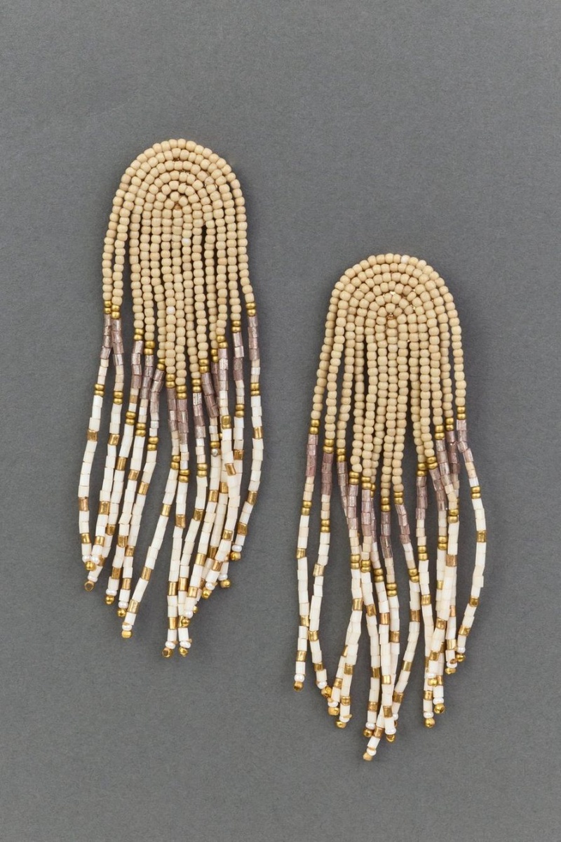 Lucky Brand Natural Beaded Statement Women\'s Earrings Gold | South Africa-QXT534860