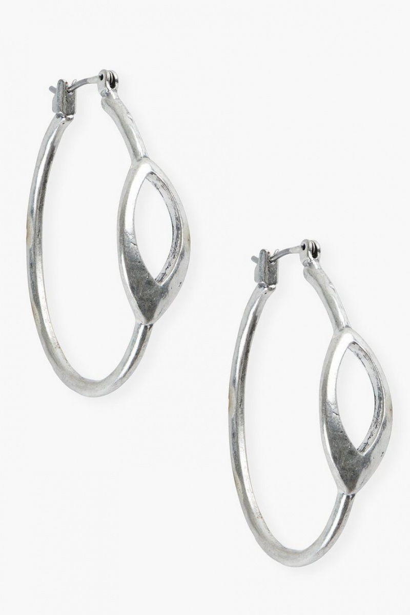 Lucky Brand Open Hoop Women\'s Earrings Silver | South Africa-ANR397085