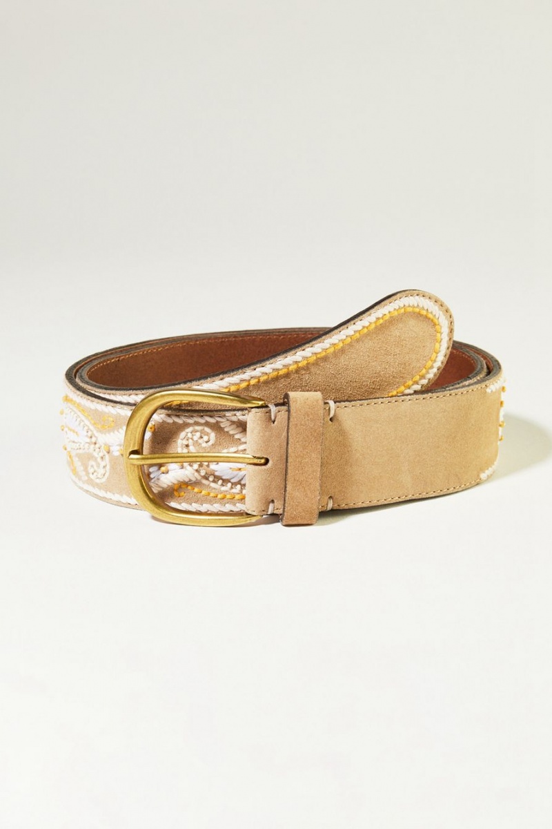 Lucky Brand Paisley Stitched Women\'s Belts Olive | South Africa-ZQN729150