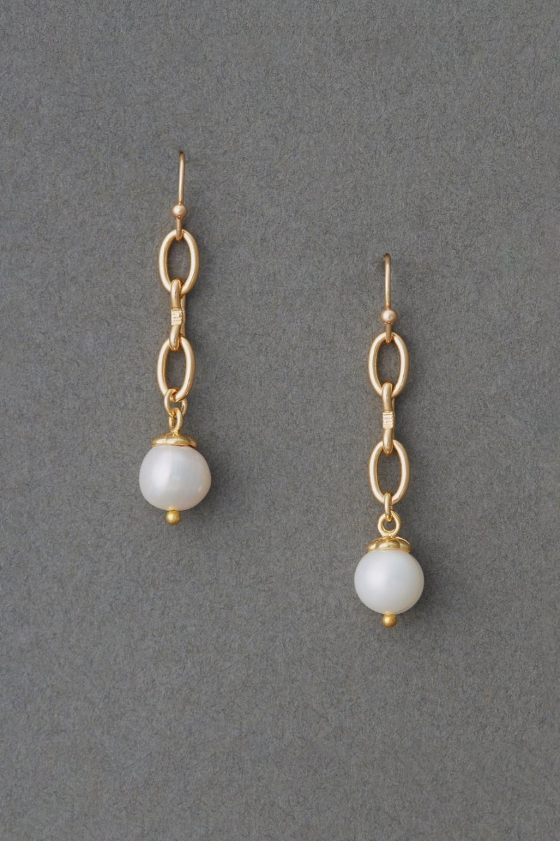 Lucky Brand Pearl Chain Drop Women\'s Earrings Gold | South Africa-JAY327516