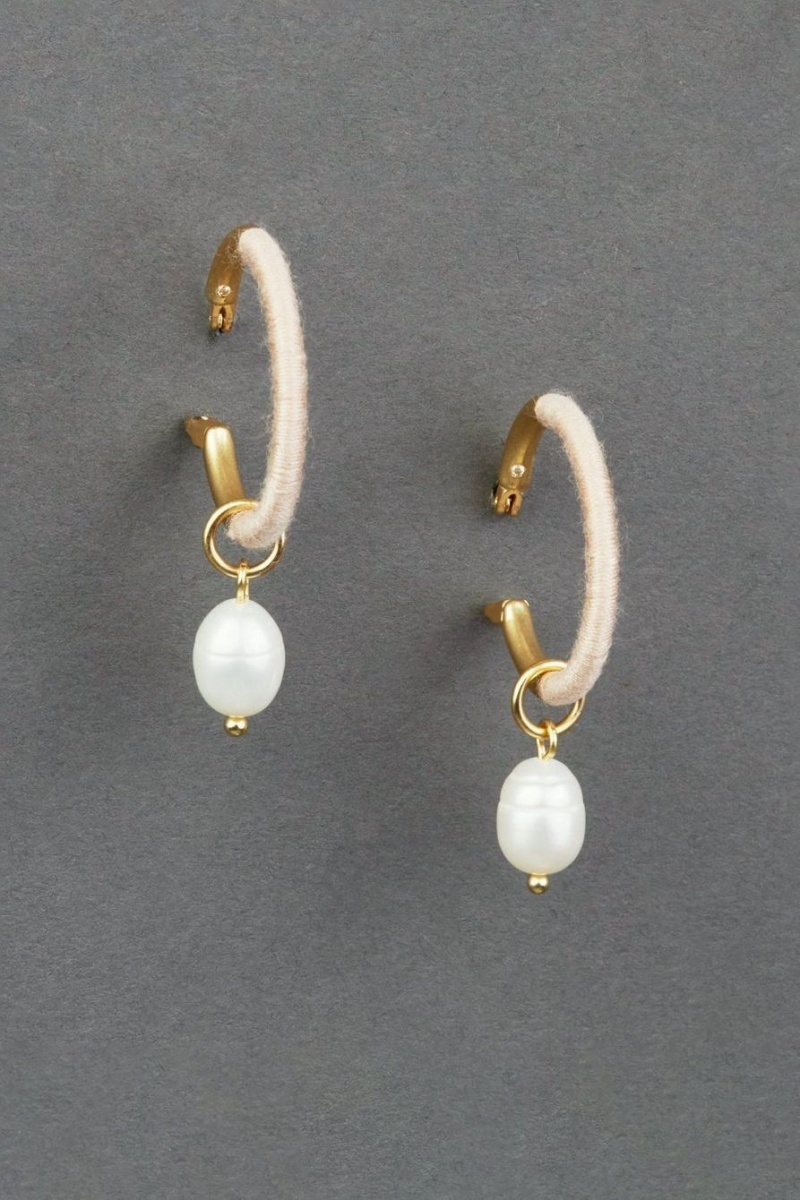 Lucky Brand Pearl Threaded Hoop Women\'s Earrings Gold | South Africa-WHV178352