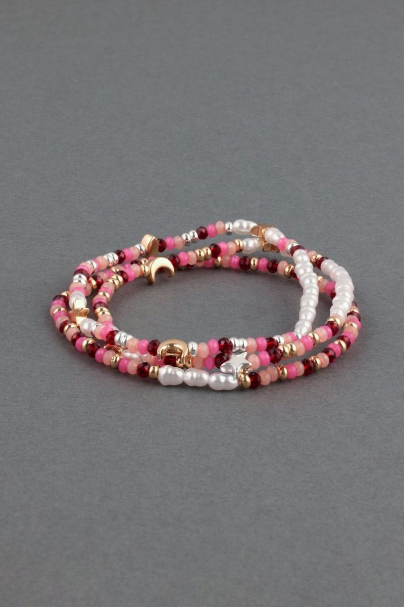 Lucky Brand Pink Beaded Women\'s Bracelet Multicolor | South Africa-EAJ129407