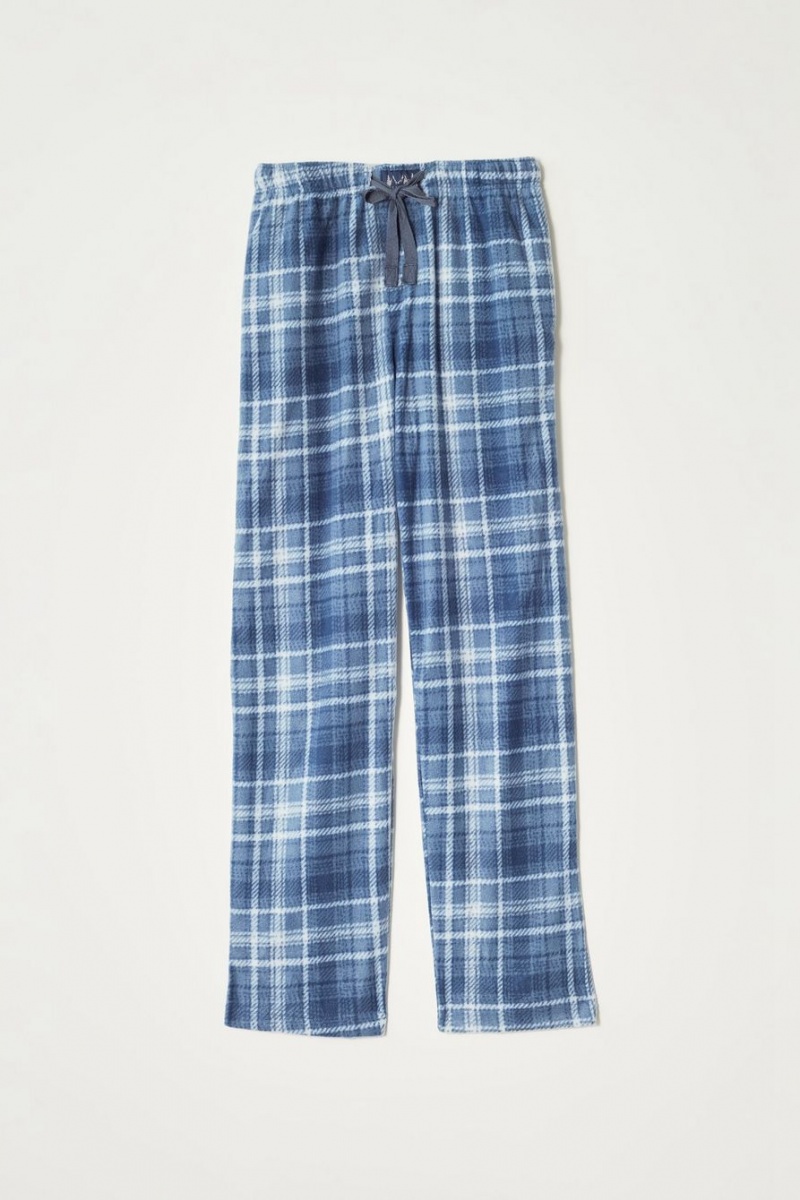 Lucky Brand Plaid Fleece Sleep Men\'s Pants Blue | South Africa-RKW639084