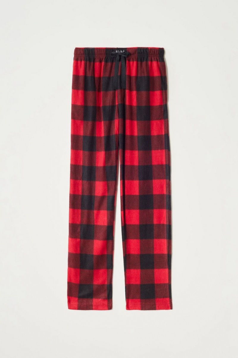 Lucky Brand Plaid Fleece Sleep Men\'s Pants Red | South Africa-HUB604815