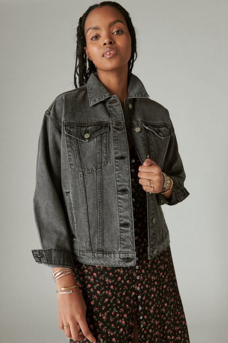 Lucky Brand Relaxed Denim Trucker Women's Jacket Grey | South Africa-BES286715