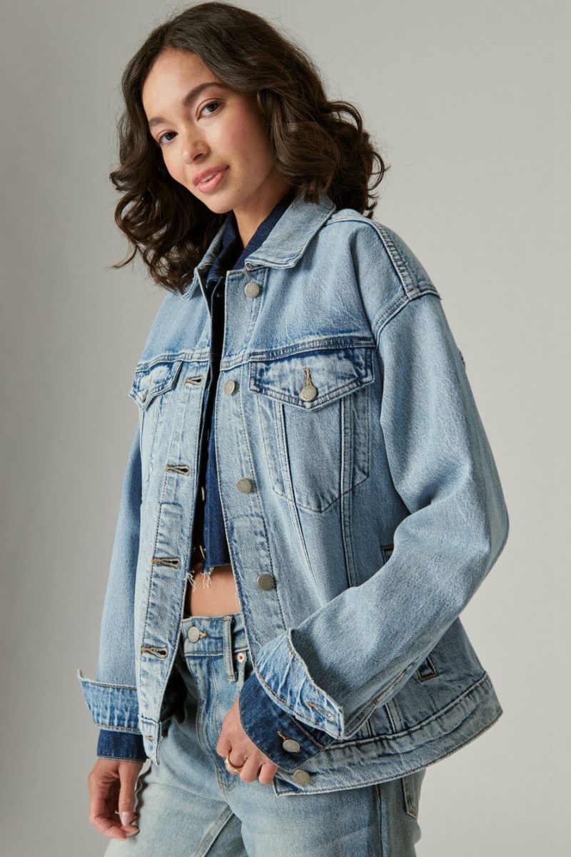 Lucky Brand Relaxed Denim Trucker Women's Jacket Blue | South Africa-RLV281065