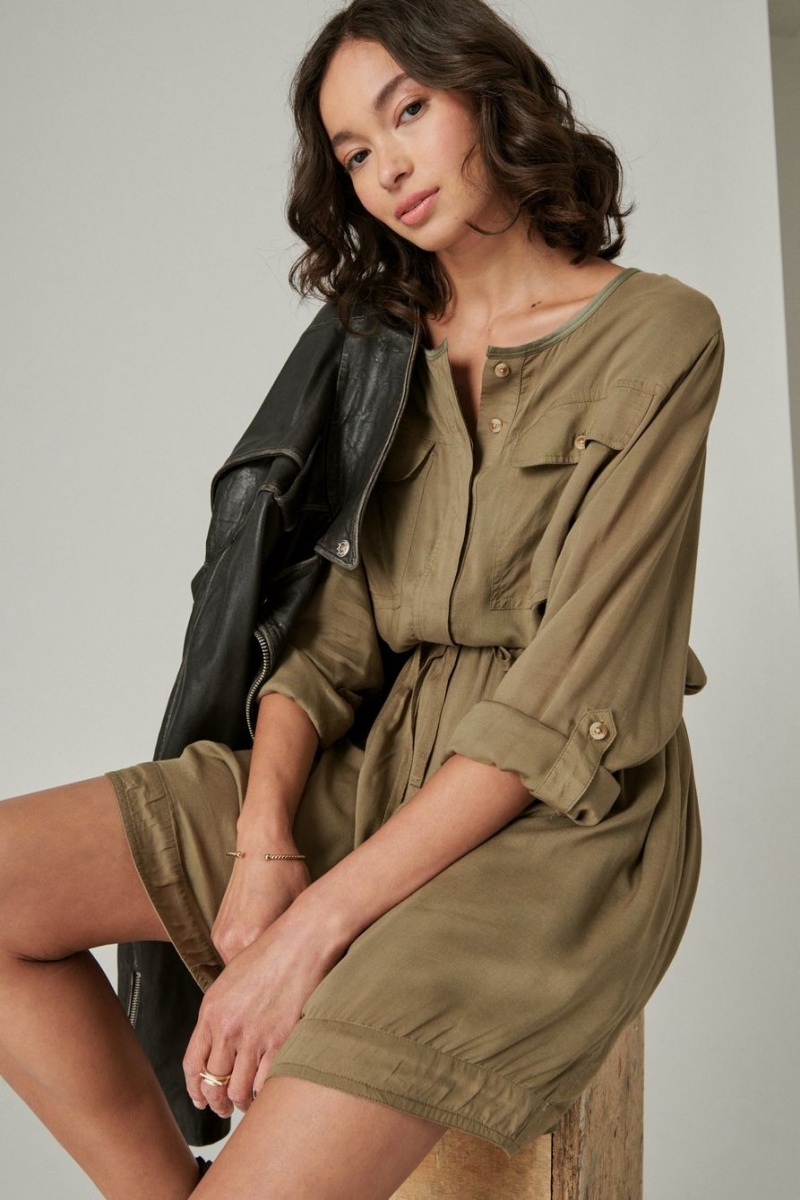 Lucky Brand Relaxed Surplus Shirt Women's Dress Olive | South Africa-IOG807351