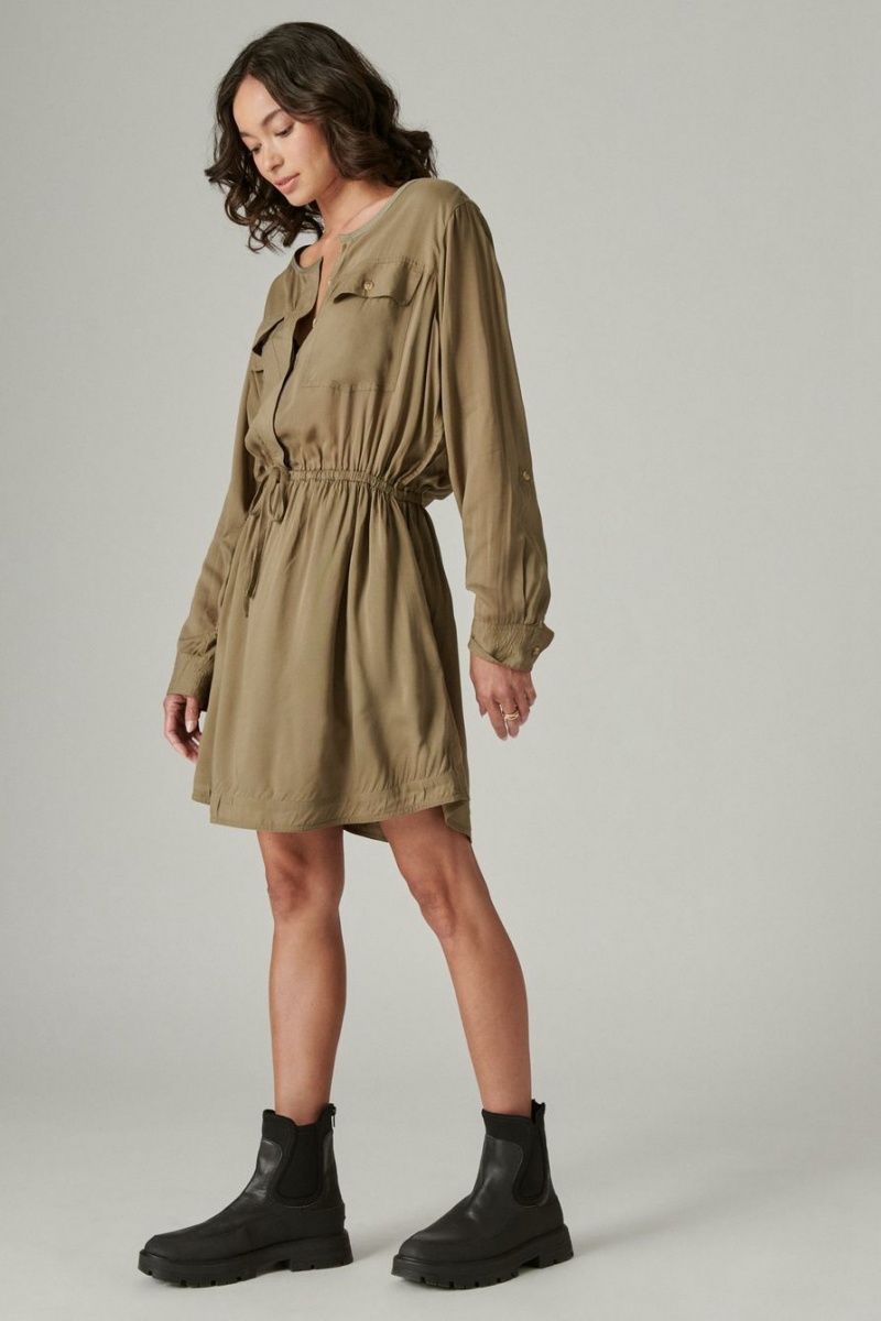 Lucky Brand Relaxed Surplus Shirt Women's Dress Olive | South Africa-IOG807351