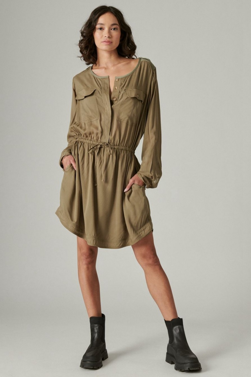 Lucky Brand Relaxed Surplus Shirt Women\'s Dress Olive | South Africa-IOG807351