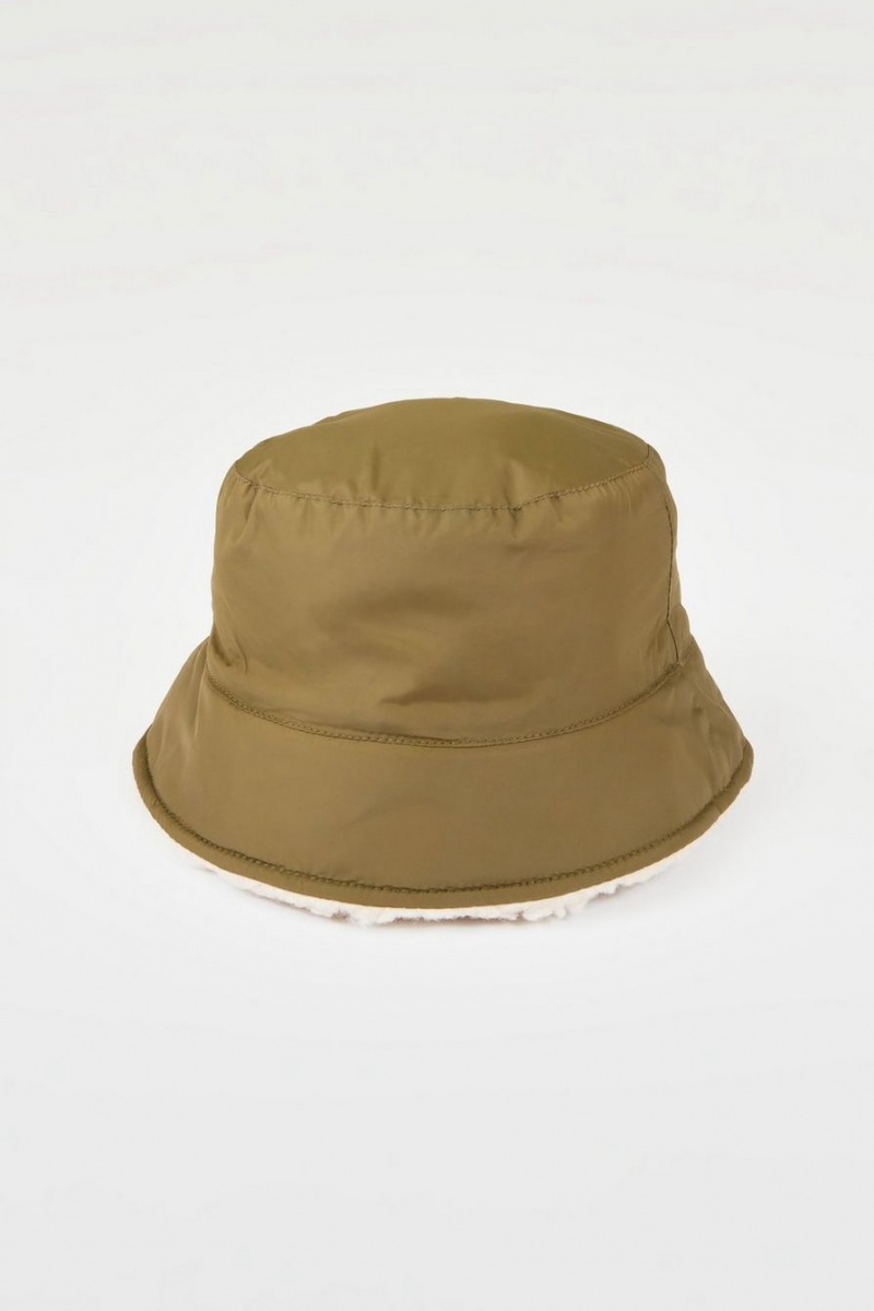 Lucky Brand Reversible Nylon/Teddy Bucket Men\'s Hat Dark Green | South Africa-HBV329451