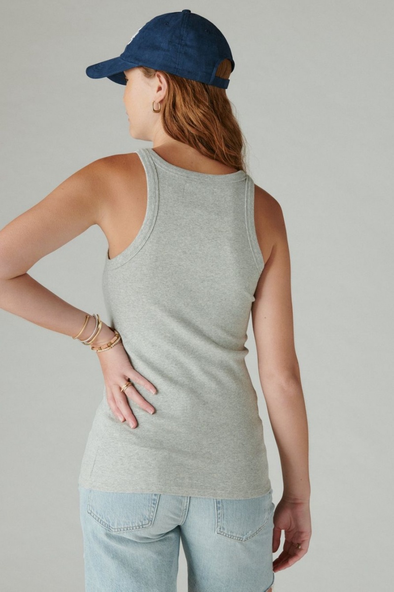 Lucky Brand Ribbed Essential Women's Tank Top Light Grey | South Africa-XHR206739