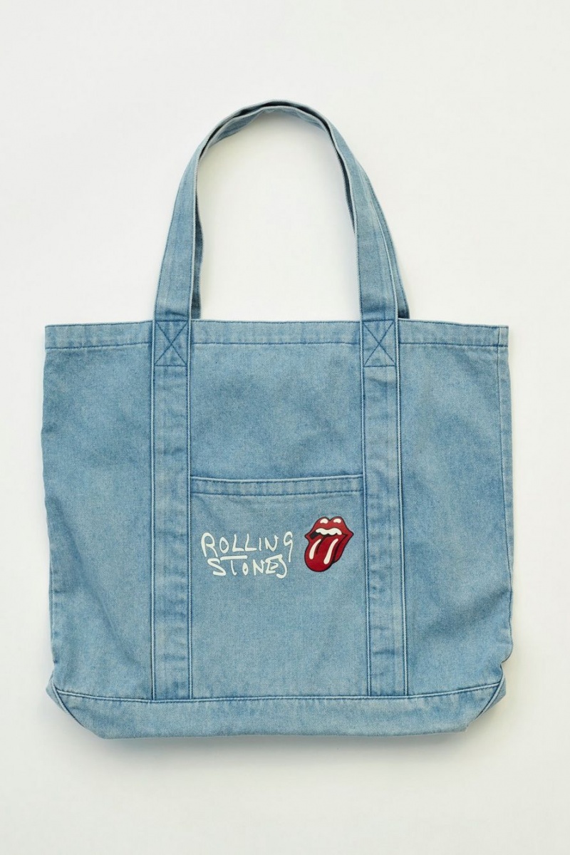 Lucky Brand Rolling Stones Denim Women\'s Tote Bags Blue | South Africa-WZI934071