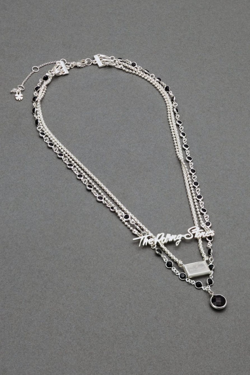 Lucky Brand Rolling Stones Layer Women\'s Necklace Silver | South Africa-YLI819207