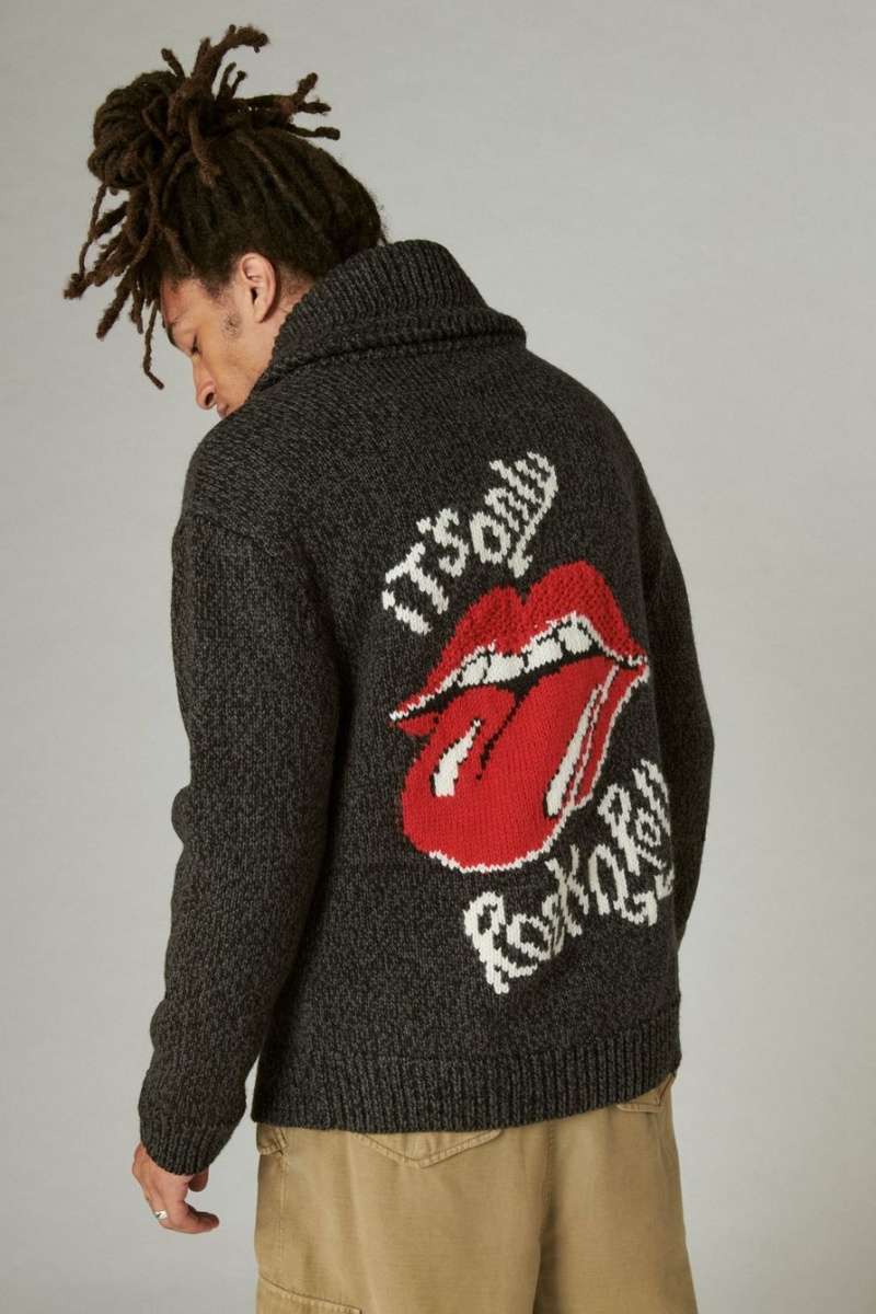 Lucky Brand Rolling Stones Men\'s Cardigan Grey Multicolor | South Africa-JKP096325