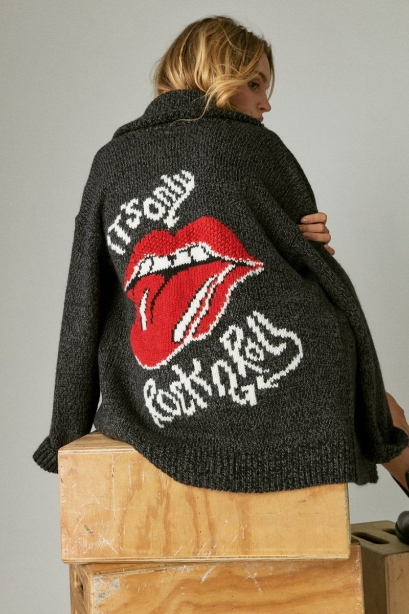 Lucky Brand Rolling Stones Women's Cardigan Dark Grey | South Africa-OQU730164