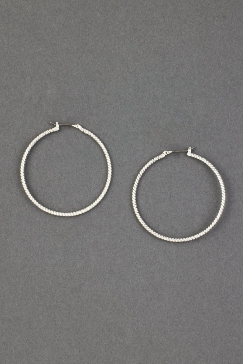 Lucky Brand Rope Hoop Women\'s Earrings Silver | South Africa-TSM839175