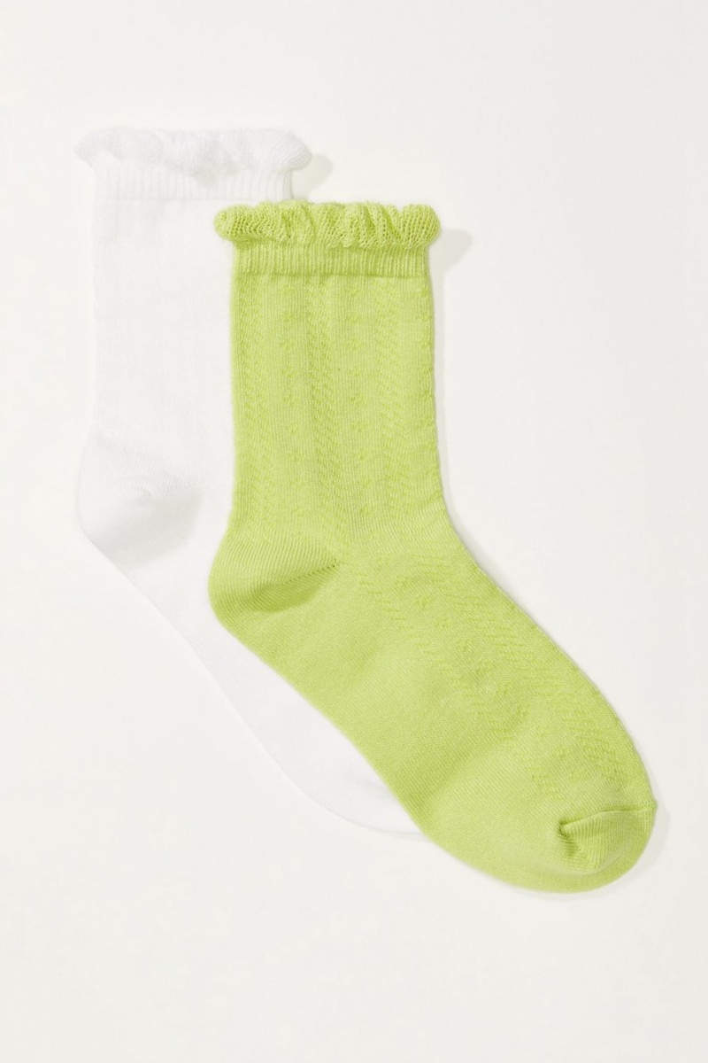 Lucky Brand Ruffle Crew Pack Women\'s Socks Green | South Africa-UTI182705