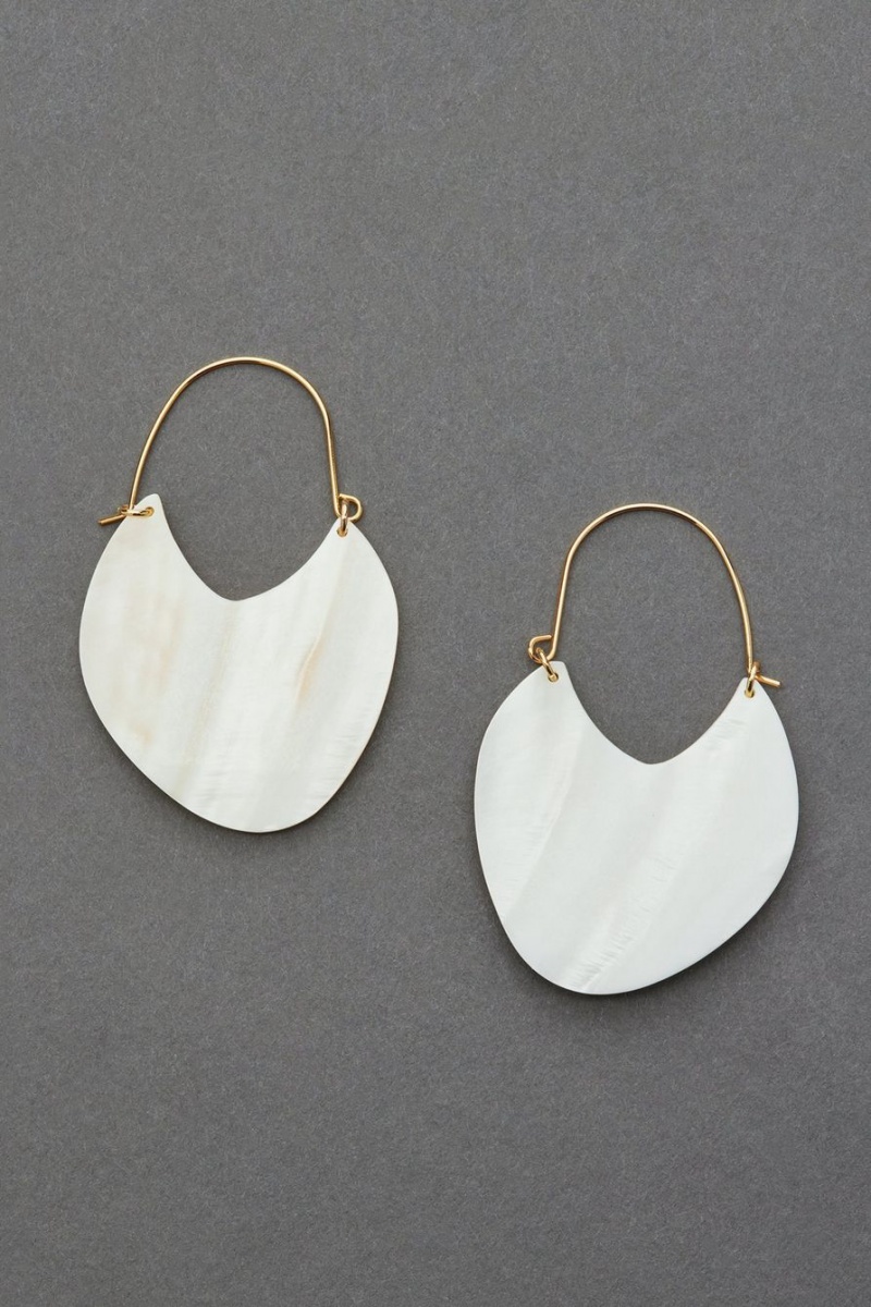 Lucky Brand Shell Hoop Women\'s Earrings Gold | South Africa-SFZ817469