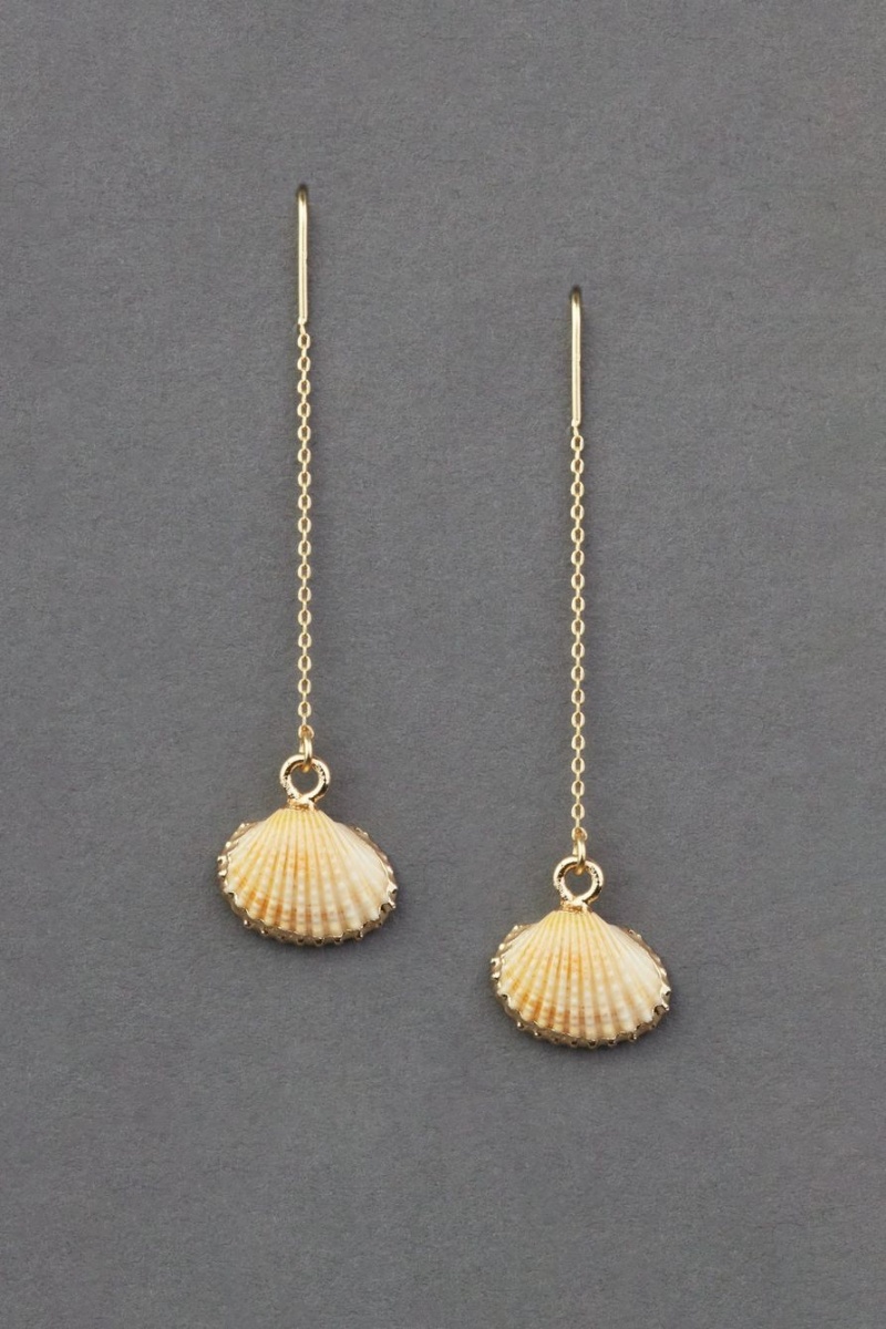 Lucky Brand Shell Threader Women\'s Earrings Gold | South Africa-QNF531960