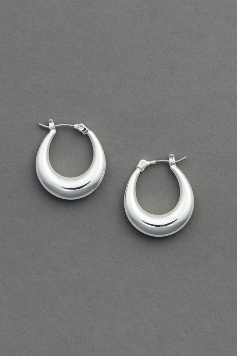 Lucky Brand Silver Tone Oval Hoop Women\'s Earrings Silver | South Africa-ZAC583491