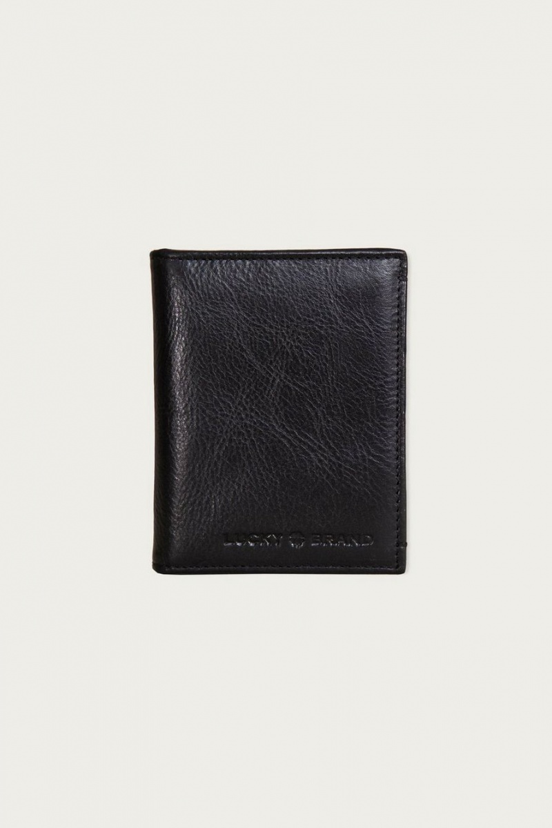 Lucky Brand Smooth Leather L-fold Men\'s Wallet Black | South Africa-DOA852396