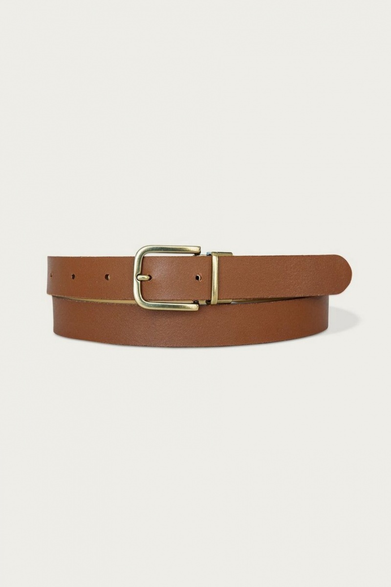 Lucky Brand Smooth Leather Reversible Women\'s Belts Dark Brown | South Africa-PFI305817