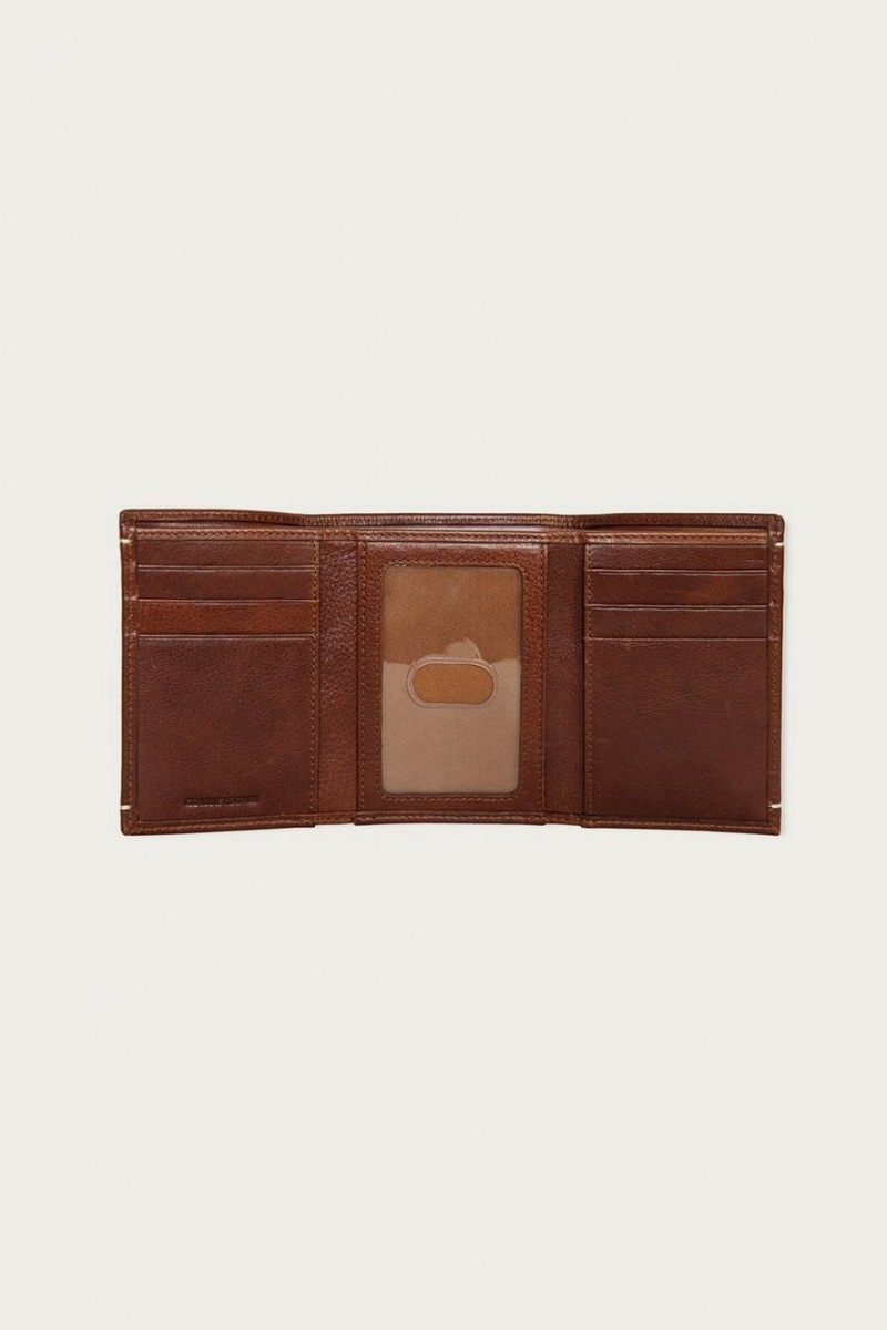 Lucky Brand Smooth Leather Trifold Men's Wallet Dark Brown | South Africa-GLD395072