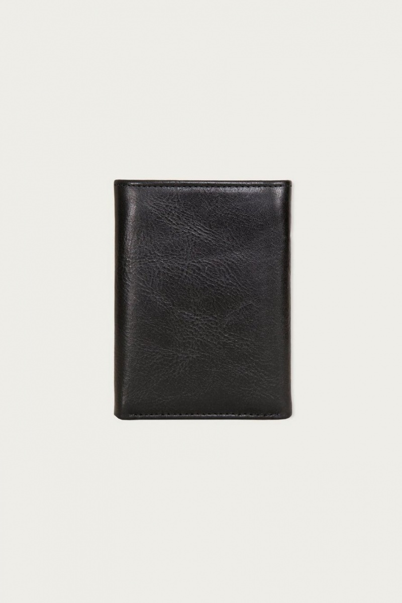 Lucky Brand Smooth Leather Trifold Men's Wallet Black | South Africa-OFL637821