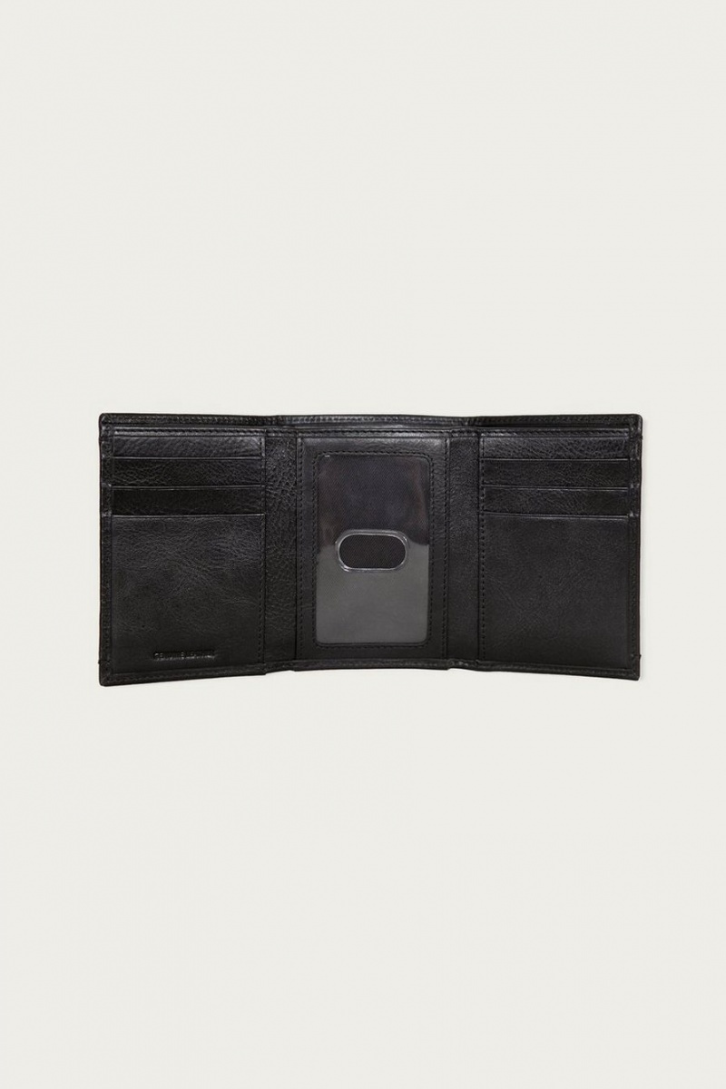 Lucky Brand Smooth Leather Trifold Men's Wallet Black | South Africa-OFL637821