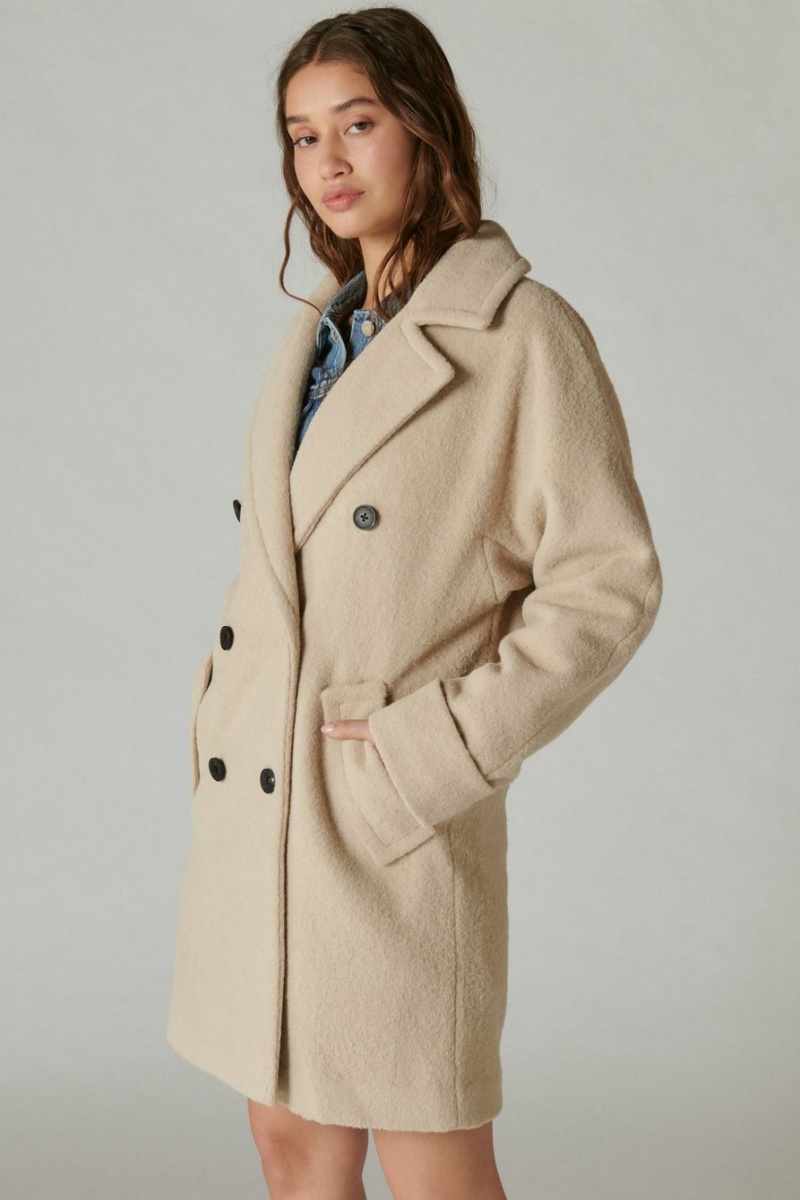 Lucky Brand Solid Double-breasted Women's Coat Grey Brown | South Africa-FQU523817