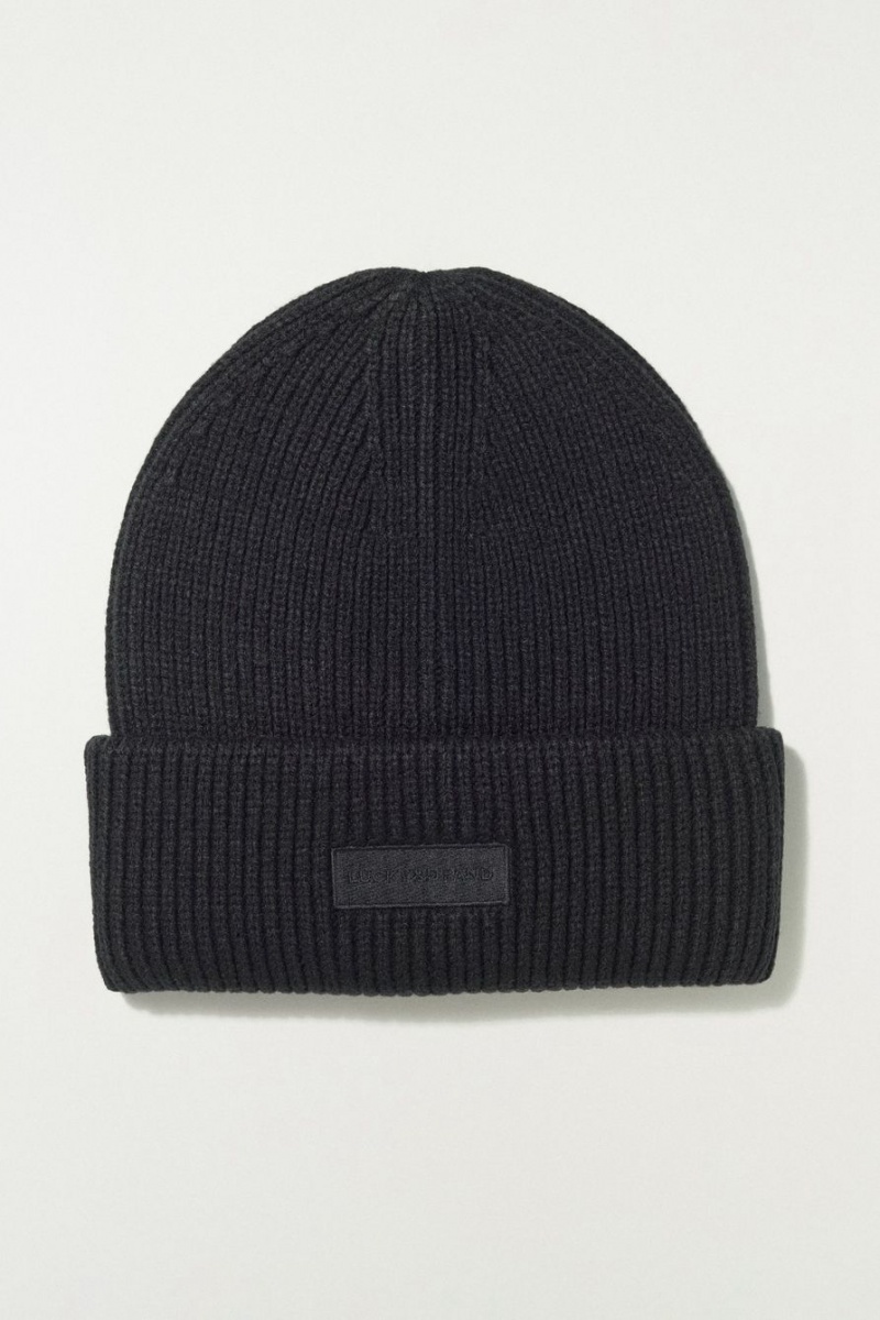 Lucky Brand Solid Knit Men\'s Beanie Black | South Africa-UHP236948