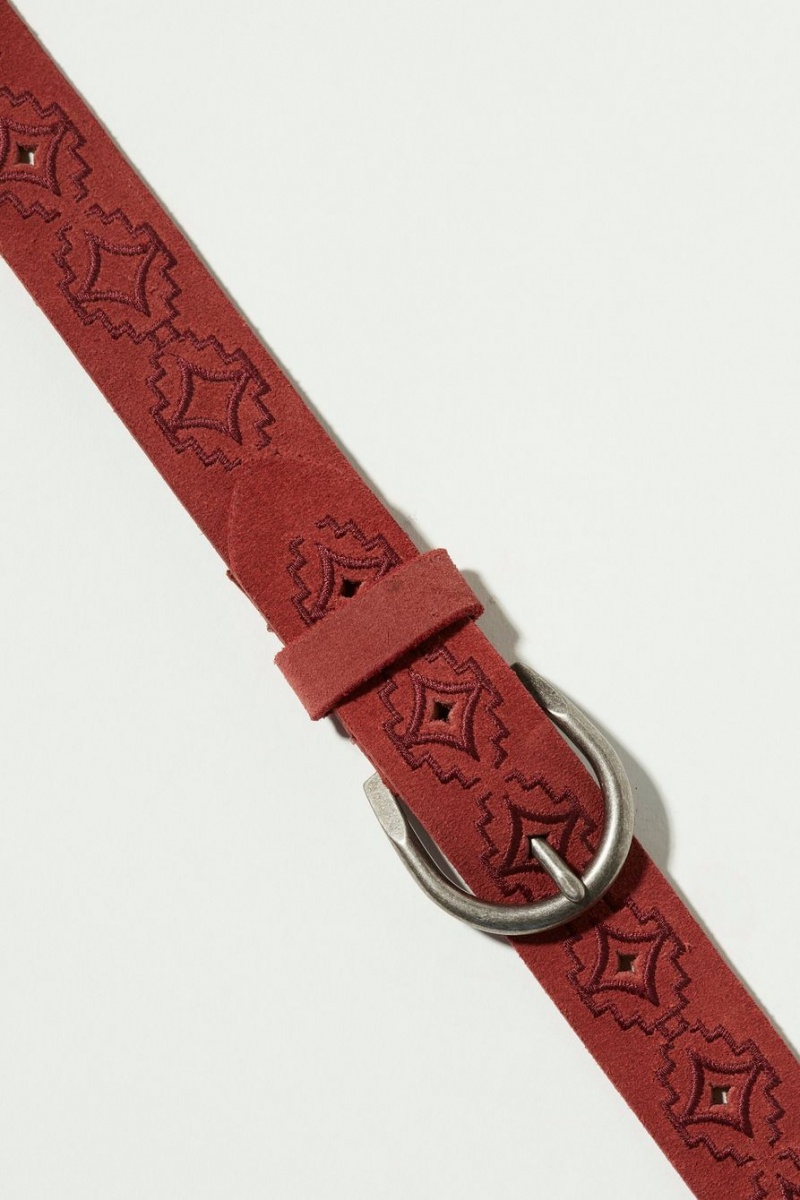 Lucky Brand Southwestern Embroidered Women's Belts Burgundy | South Africa-UJN419786