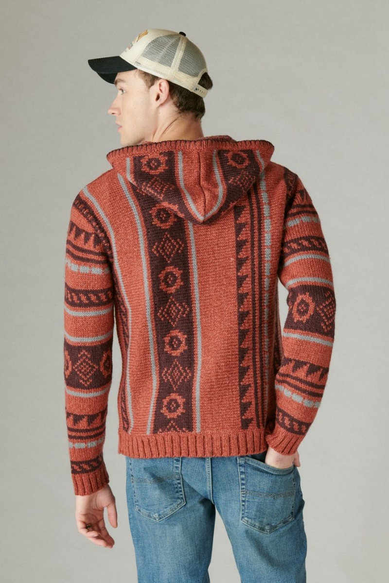 Lucky Brand Southwestern Print Baja Men's Sweater Orange / Brown | South Africa-VAY506379