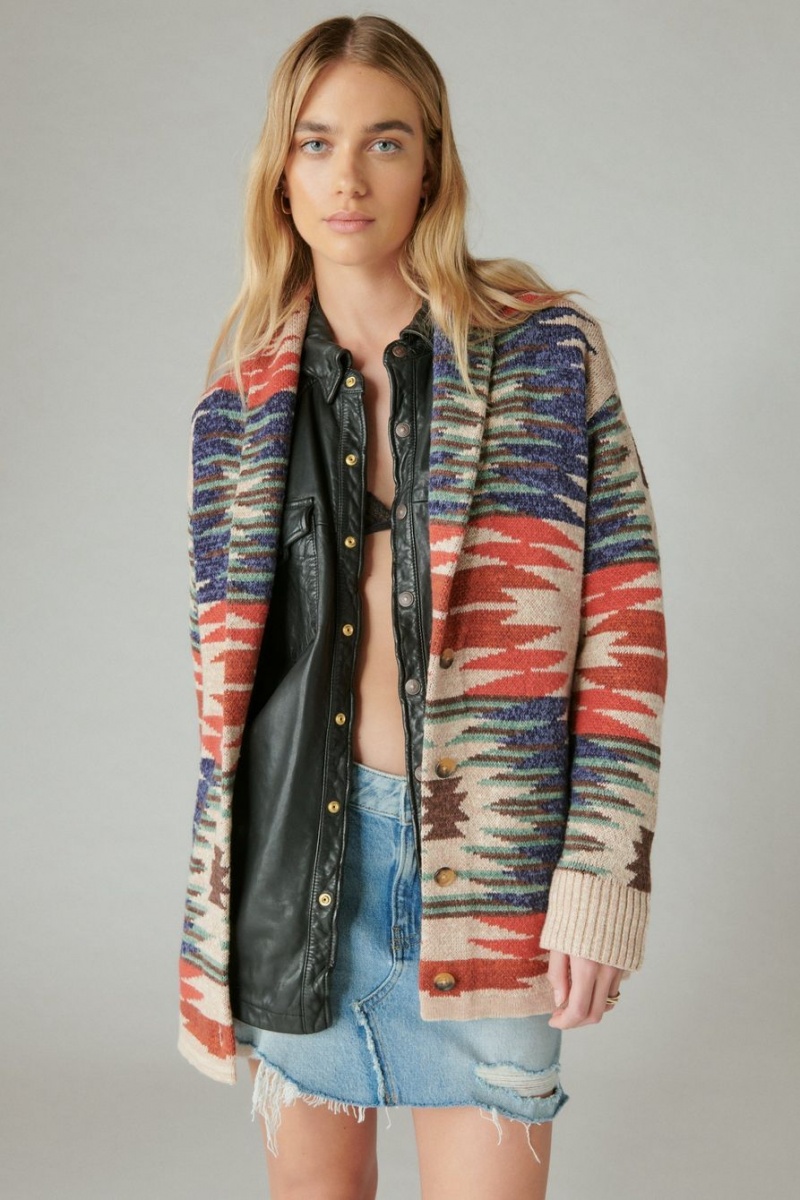 Lucky Brand Southwestern Sweater Women's Cardigan Multicolor | South Africa-ZKR716985