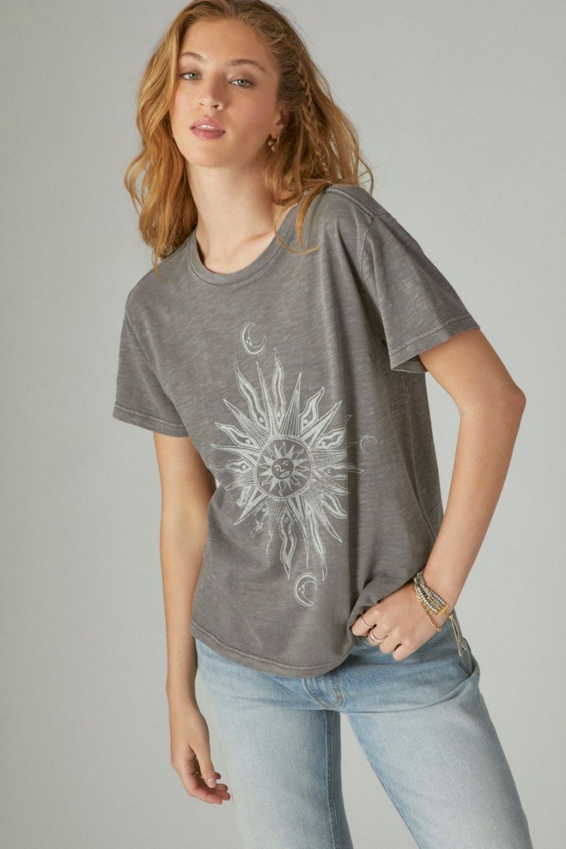 Lucky Brand Spiritual Boyfriend Crew Women's T-Shirts Purple | South Africa-UBM148793