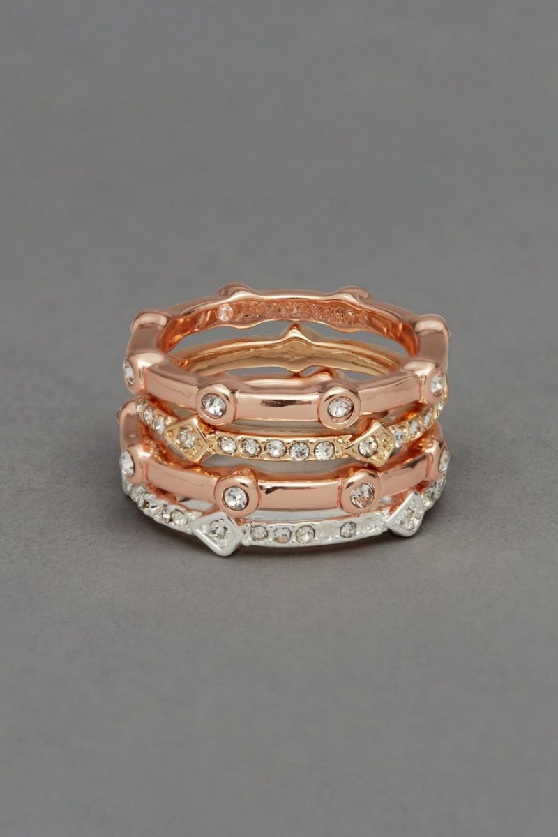 Lucky Brand Stack Women\'s Ring Rose Gold | South Africa-POT290173