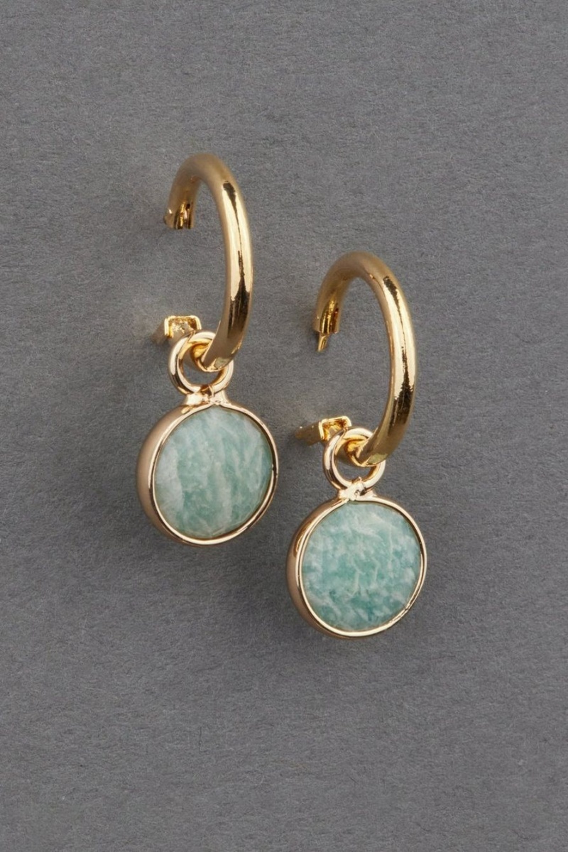 Lucky Brand Stone Charm Hoop Women\'s Earrings Gold | South Africa-RSC812563